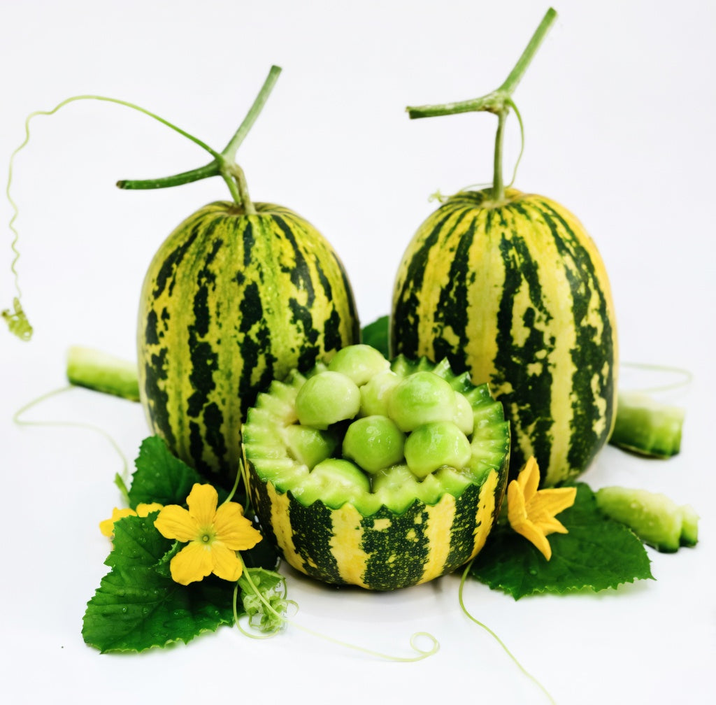 Rare Japanese Tiger Melon Seeds, Exotic Fruit, Non-GMO